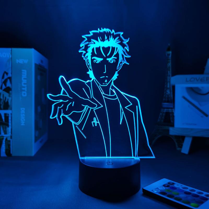 Night Lights Anime Figure Steins Gate Rintarou Okabe 3D Lamp Neon For Home Led Kids Bedroom Decor Manga Desk
