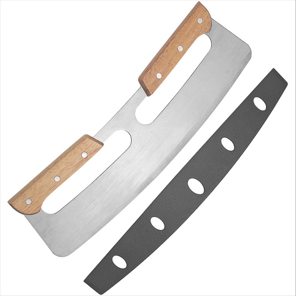 Stainless Steel cake Cutter tool Sharp Pizza Slicer Knives Chopper with Wooden handle Dough Accessories and Blade Cover4802434