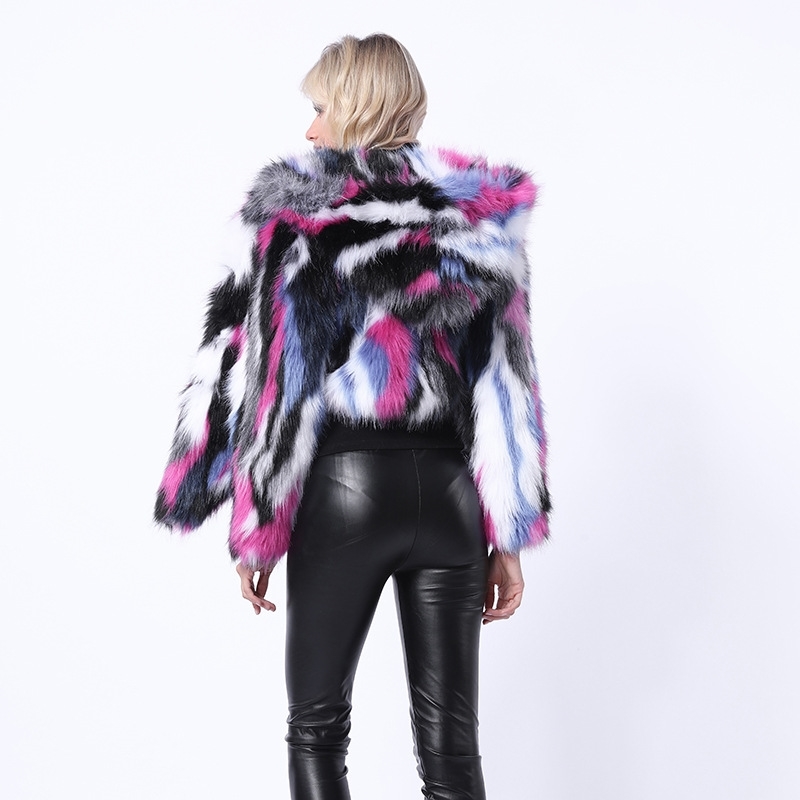 Winter Multicolor Faux Fur Leather Jacket Womens Warm Short Coat Women Loose Jackets Thicken Fashion 211207