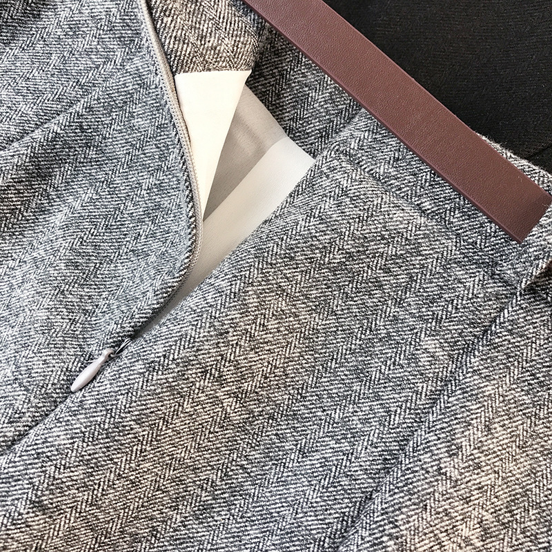 2021 Spring New Arrival Vintage Temperament High Waist A-line Office Skirts Womens With Belt Woolen Mini Skirt Free Shipping 210309