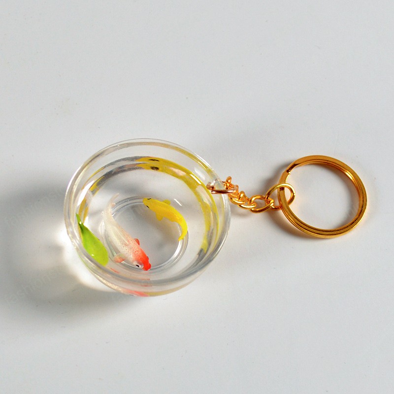 Creative Lucky Koi Keychain Fish Tank Goldfish Bag Pendant Fashion Ornaments for Friends Tourist Memorial Jewelry Gifts