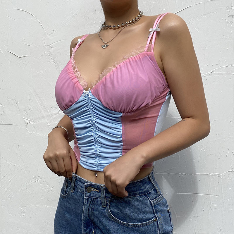 SUCHCUTE women's T-shirts bow ruffles basic tee with stap E girl summer gothic vintage tops female streetwear 90s clothe 210306