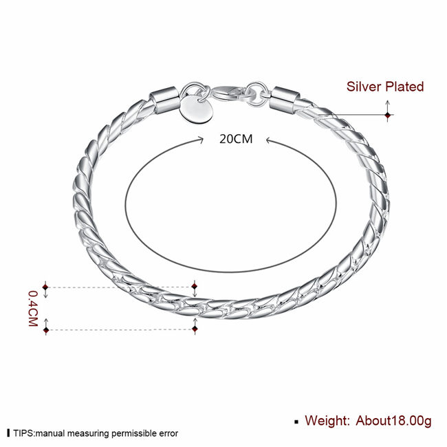 Small twisted rope 925 silver plate bracelets size 20CM*0.4CM DMSB210,hot sterling silver plated bracelet jewelry Link, Chain