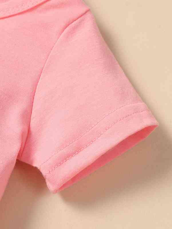 Baby Rose & Letter Graphic Tee & Sweatpants SHE