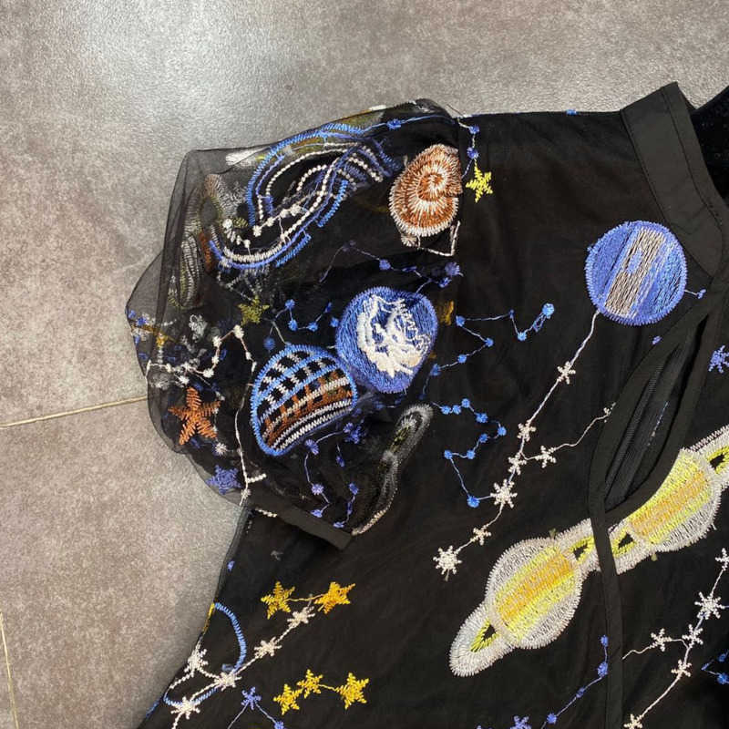 DEAT Women Vintage Dress Stand Neck Short Sleeve Arrivals Lady Temperament Fashion Spring Summer 11D1089 210709