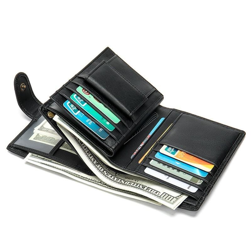 Men's Classic Portofino Mini Wallet in Premium Leather with Built-in Passport Slot