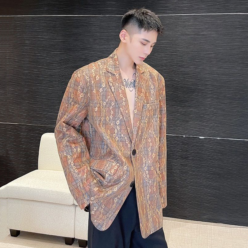 Menswear Thick Suit Coat Autumn Personality Lace Jacquard Composite Tweed Vintage Plaid Blazer Trend Loose Male Jacket 0532, White;black
Menswear Thick Suit Coat Autumn Personality Lace Jacquard Composite Tweed Vintage Plaid Blazer Trend Loose Male Jacket 0532, White;black