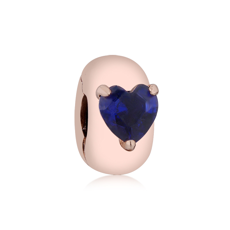 2021 Real 925 Sterling Silver Round Clip Charm Rose Gold Color Beads Fit Original Pandora Charm Bracelet Accessories DIY Making