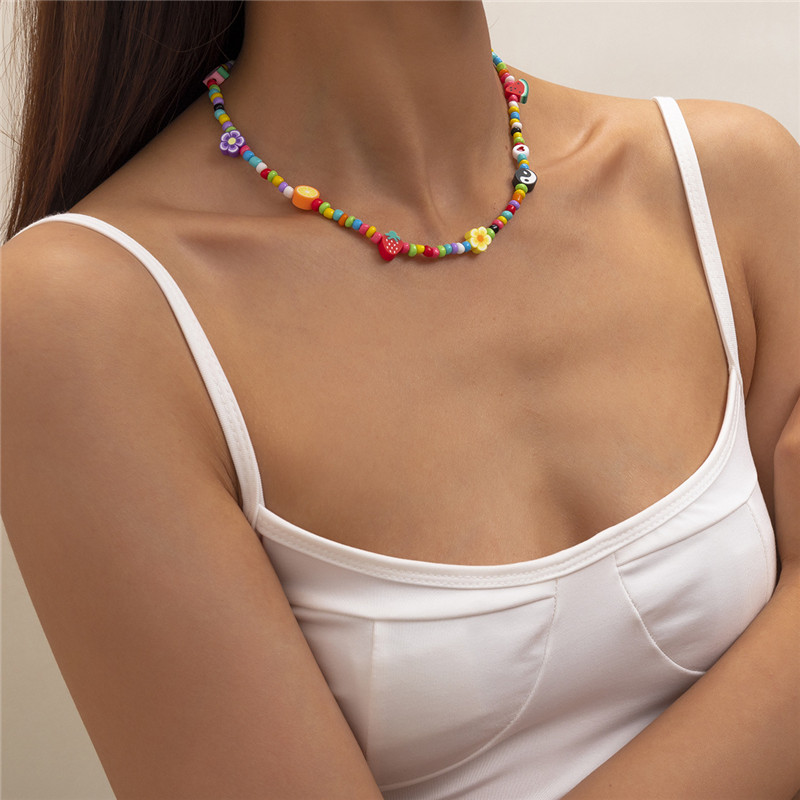 European Multi Element Fruit Beaded Necklaces Pottery Woven Flower Orange Clavicle Chain Women Colorful Strawberry Watermelon Dress Party Necklace Jewelry
European Multi Element Fruit Beaded Necklaces Pottery Woven Flower Orange Clavicle Chain Women Colorful Strawberry Watermelon Dress Party Necklace Jewelry