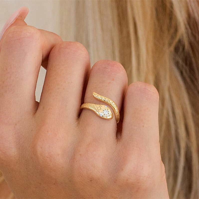 925 Sterling Silver Adjustable Snake Ring Girl Women Silver Gold Tone Animal Ring Factory Price RI2103051