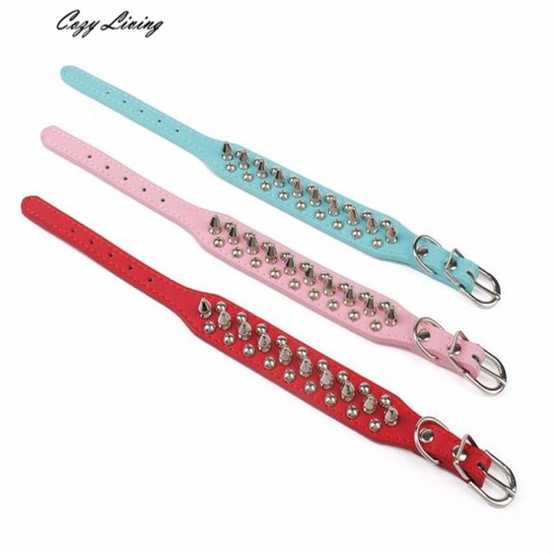 Dog Collars & Leashes Pet Pu Leather XXS-L Adjustable Rivet Spiked Studded Puppy Collar Neck Strap Cool 30D16
