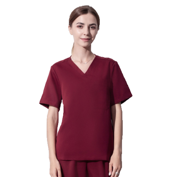 Medigo-008 Two-Pocket Mandarin Collar Scrubs Top+pants for Women & Relaxed Fit, Super Soft Stretch, Anti-Wrinkle Medical Scrubs hospital Uniform shirt