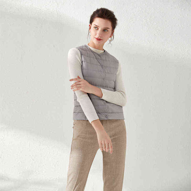 Bang Women's Matt Fabric Waistcoat Warm Vests Ultra Light Down Vest Women Portable Warm Sleeveless Winter Liner 211105