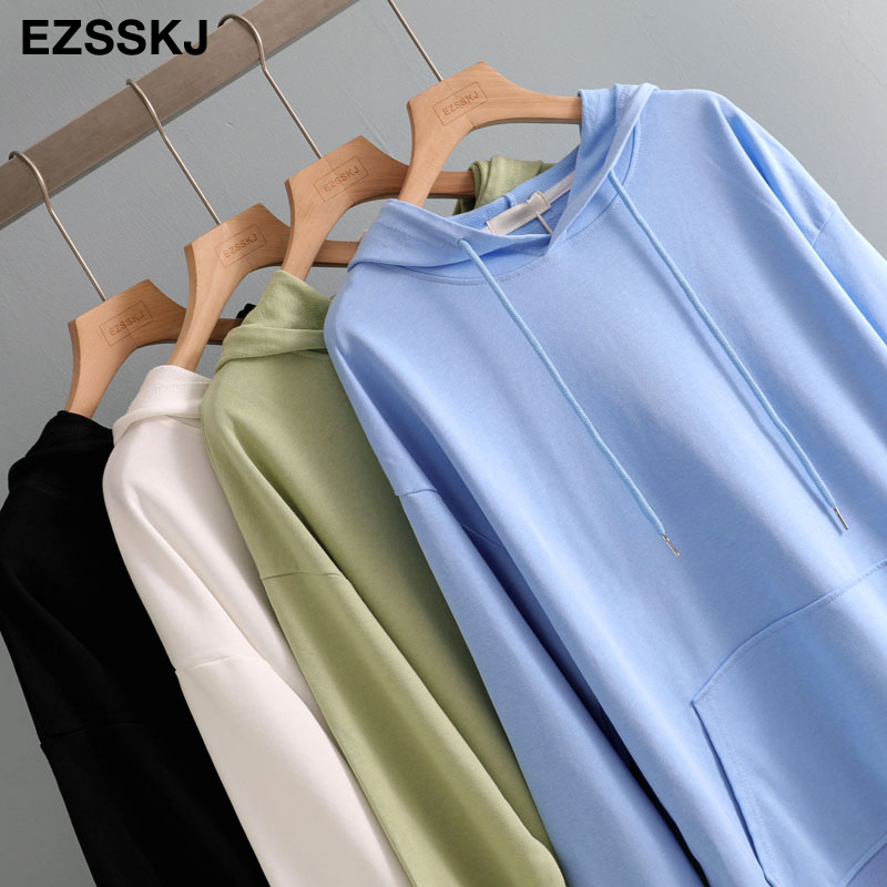 spring autumn hooded top women BASIC solid color sweatshirts female OVERSIZE Hooded jacket 201211