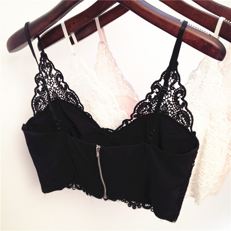 Lace Camisoles & Tanks Fitness Summer Women Cropped Cami Tops Strappy Bra Halter Crochet Bralette Bustier Corset Crop Top 210225