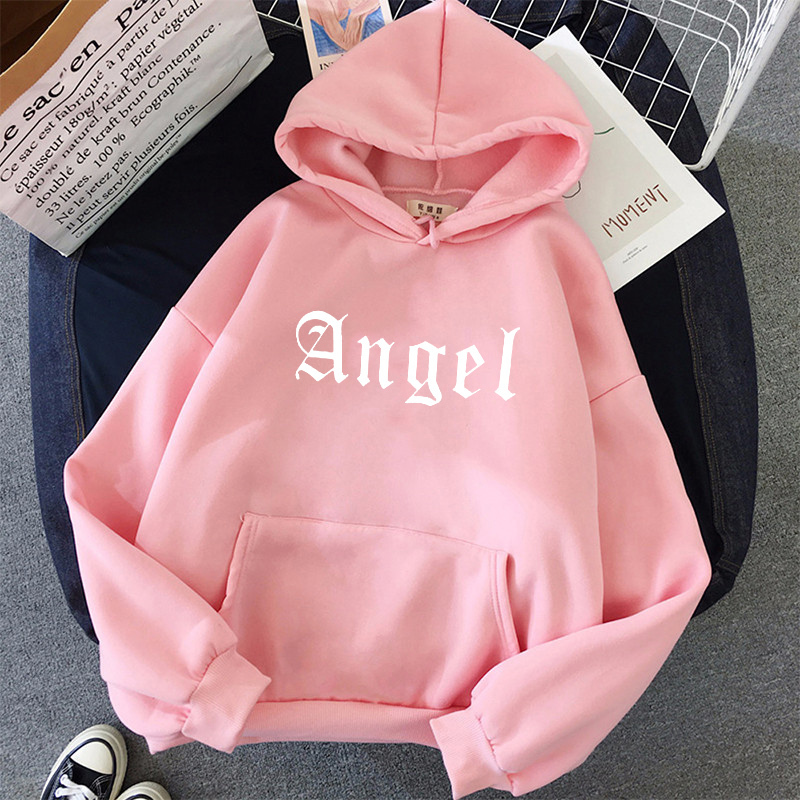 oversize Hoodies Full Sleeve Pullovers Angel streetwear Casual plus size Print Sweatshirt Women tops Kawaii korean style clothes 201216