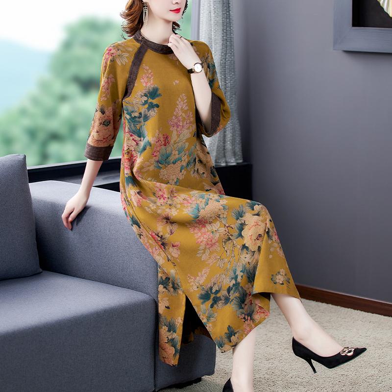 Casual Dresses 2021 Autumn Floral Mulberry Silk Midi Korean Vintage 4XL Plus Size Long Sleeve Women Dress Elegant Bodycon Party Vestido, As show
Casual Dresses 2021 Autumn Floral Mulberry Silk Midi Korean Vintage 4XL Plus Size Long Sleeve Women Dress Elegant Bodycon Party Vestido, As show