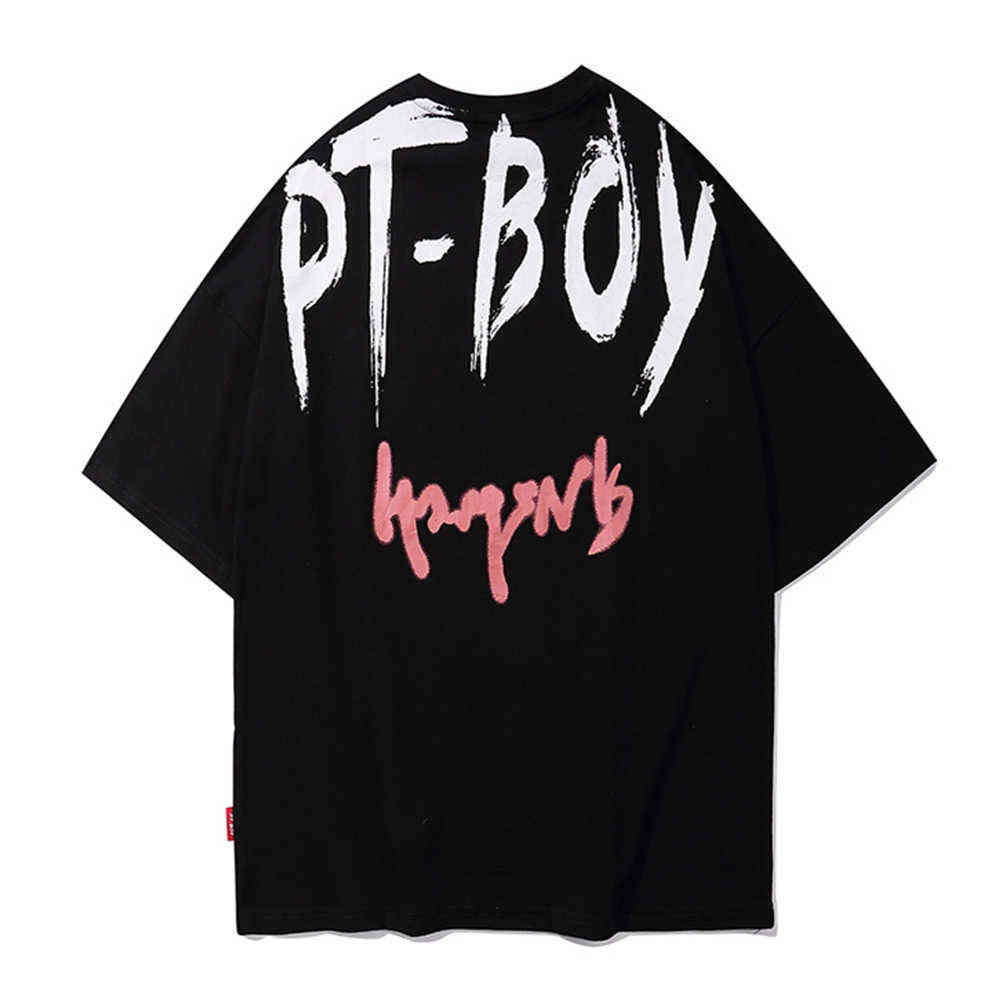 Men's Double-Sided Printed Tee Shirt Hip Hop Style T-shirt For Men Summer Oversized Cotton Short-sleeved Tees 210603