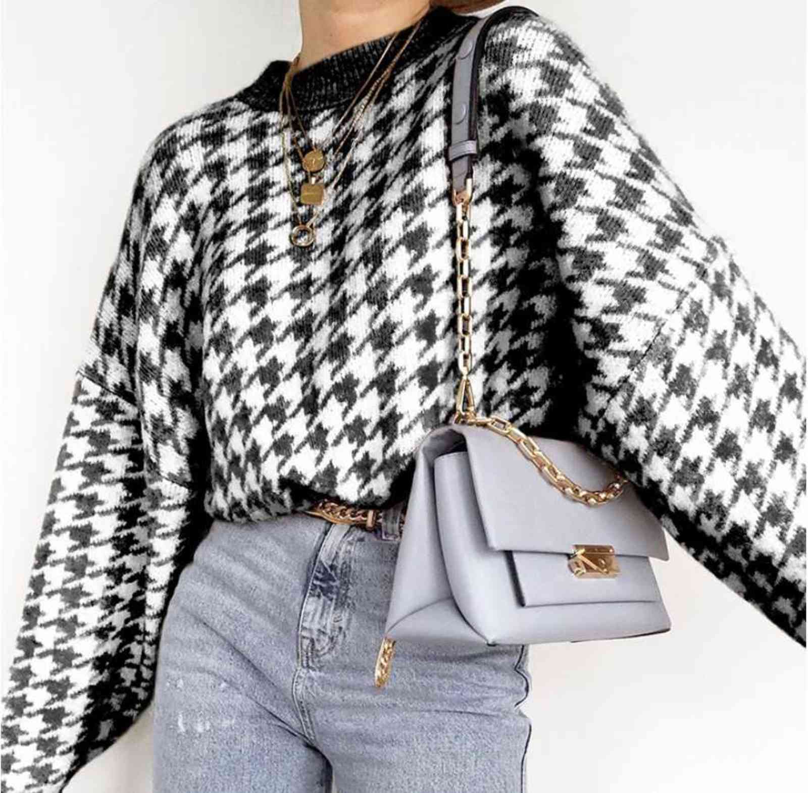 Women Casual Houndstooth Lady Pullover Sweater Female Autumn Winter Retro Jumper Women Geometric Blue Knitted Sweater Femme 211109, Khaki
Women Casual Houndstooth Lady Pullover Sweater Female Autumn Winter Retro Jumper Women Geometric Blue Knitted Sweater Femme 211109, Khaki