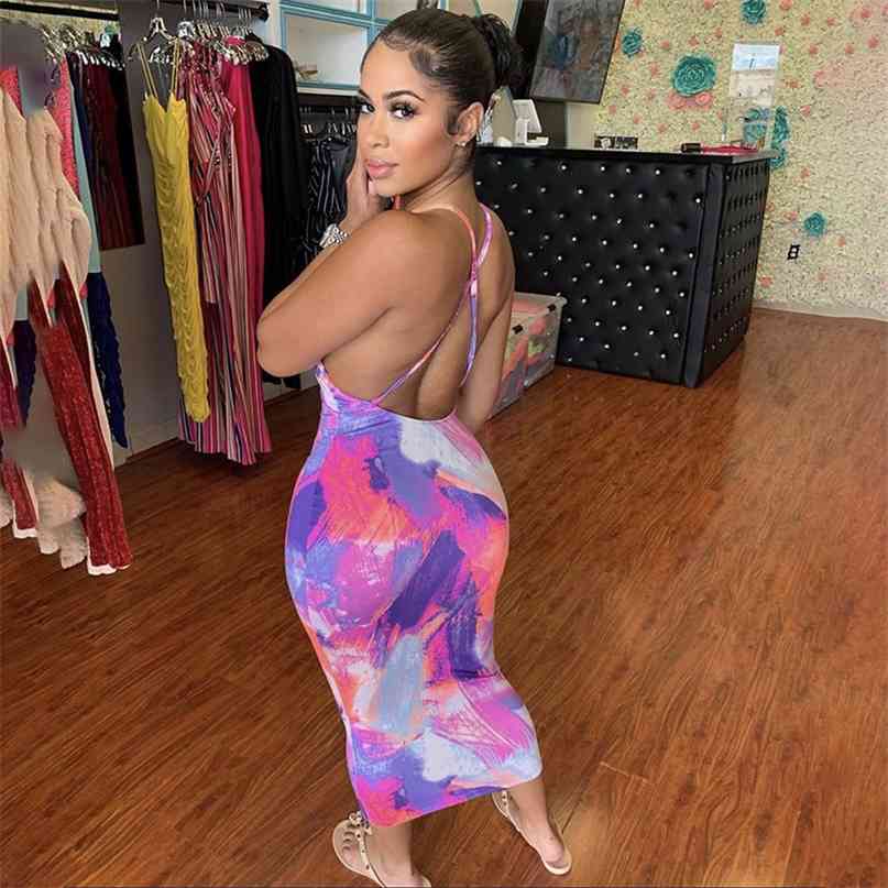 Women's Tie Dye Print Criss Cross Backless Bodycon Dress Spaghetti Strap Sleeveless Slim Summer Clubwear Party 210603, As picture
Women's Tie Dye Print Criss Cross Backless Bodycon Dress Spaghetti Strap Sleeveless Slim Summer Clubwear Party 210603, As picture