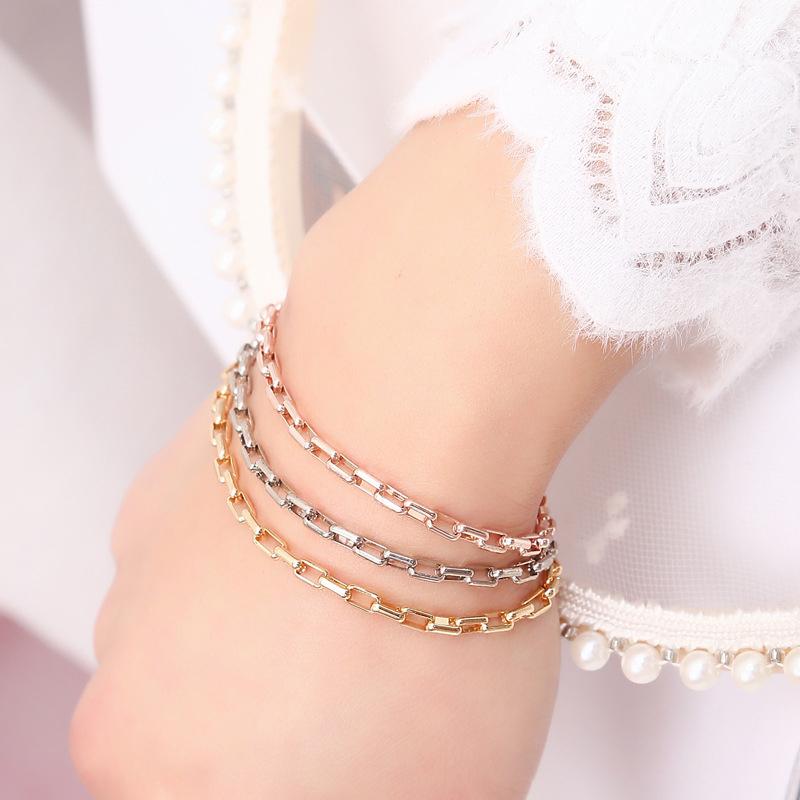 Link, Chain Fashion Simple Geometric 3-Color Metal Bracelet Elegant Women's Wedding Charm Accessories Exquisite Lady Party Jewelry
Link, Chain Fashion Simple Geometric 3-Color Metal Bracelet Elegant Women's Wedding Charm Accessories Exquisite Lady Party Jewelry