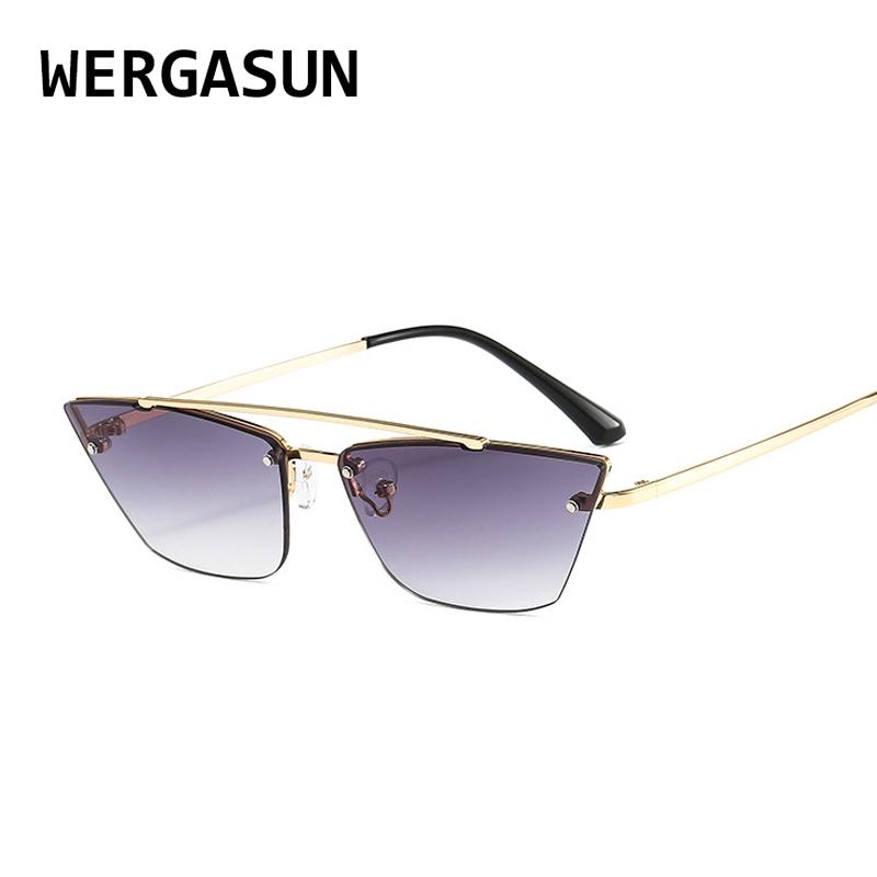 Sunglasses WERGASUN Fashion Cat Eye Women Brand Designer Luxury Sun Glasses For Square Shades Female Lady