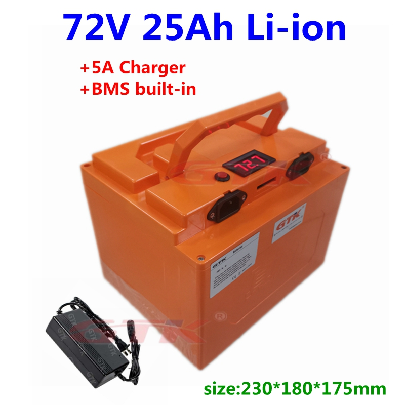 72v 25Ah 20Ah lithium li-ion battery pack with bms for 2000W 3000w electric scooter ebike electric motocycle+5A charger 
72v 25Ah 20Ah lithium li-ion battery pack with bms for 2000W 3000w electric scooter ebike electric motocycle+5A charger