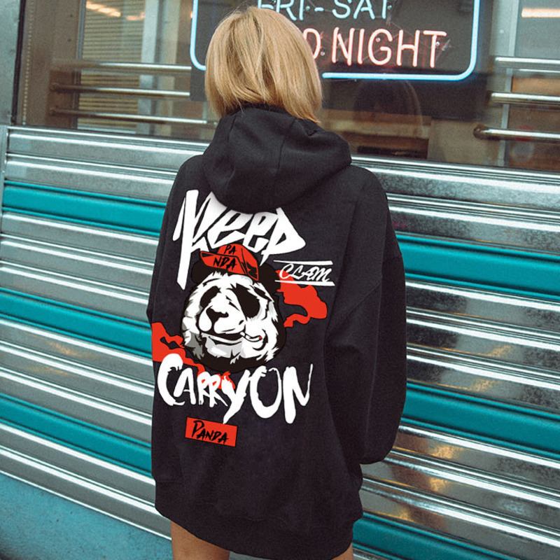 ZAZOMDE Hip Hop Hoodie Pullover Men Sweatshirt Panda Cartoon winter warm Hoodies Fashion Trend Street Hoodie Streetwear cool men 201127