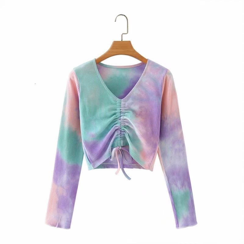 2021 Popular Slim Long Sleeve Tie-dye V-neck Drawstring Short Women New Autumn Fashion Casual Print Crop Top Tshirt Ok31, Printing
2021 Popular Slim Long Sleeve Tie-dye V-neck Drawstring Short Women New Autumn Fashion Casual Print Crop Top Tshirt Ok31, Printing