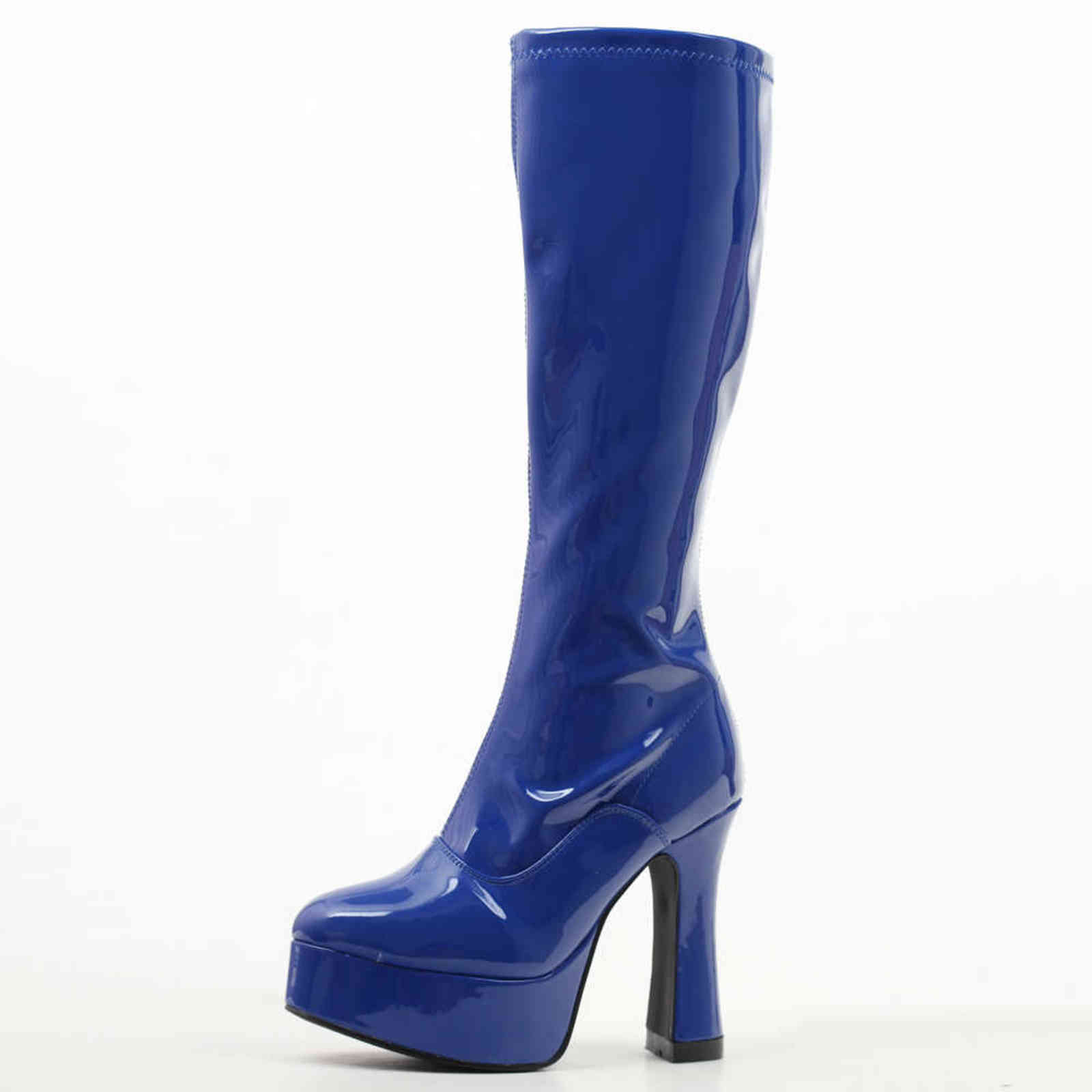 JIALUOWEI New Fashion Women FUNTASMA 4" Chunky Heel Platform GOGO Boot Knee High Boot sexy Leather Shoes Western Style H1102