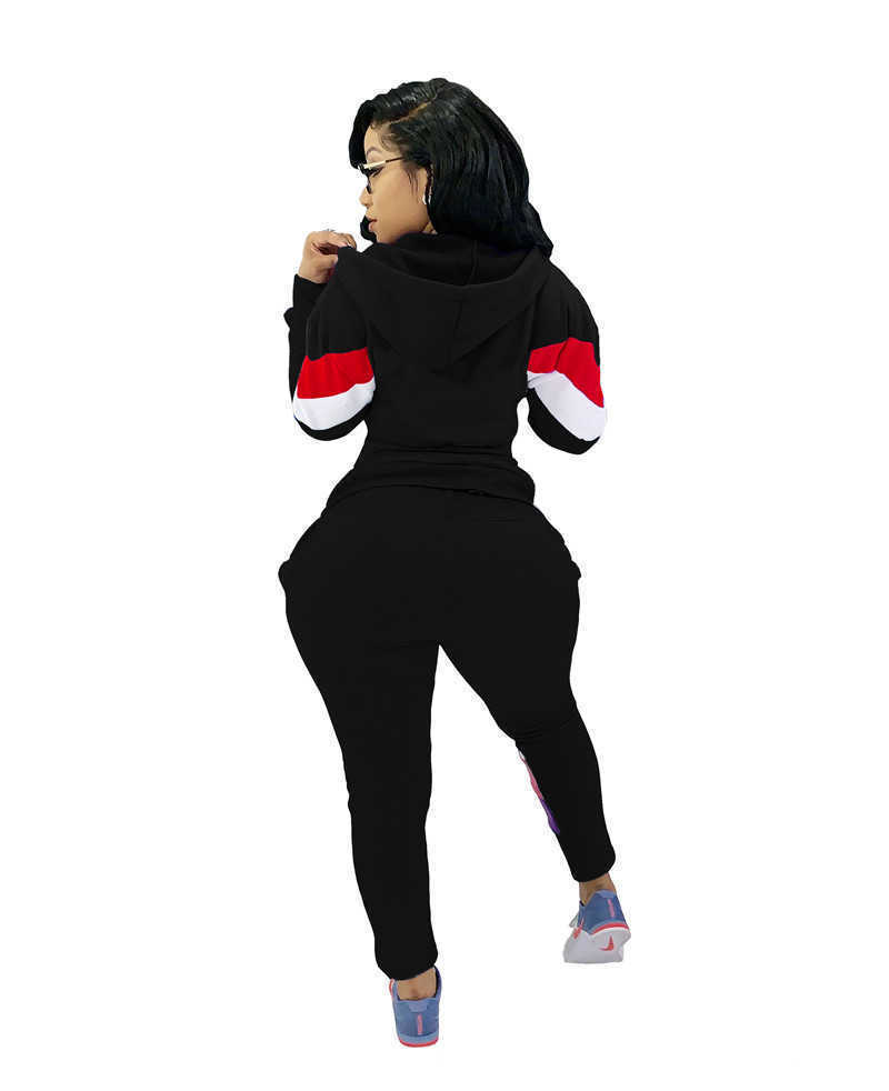 Women panelled 2 piece set fall winter clothing Cardigan Jacket pants sports suit hoodies leggings outfits outerwear bodysuits hot sell