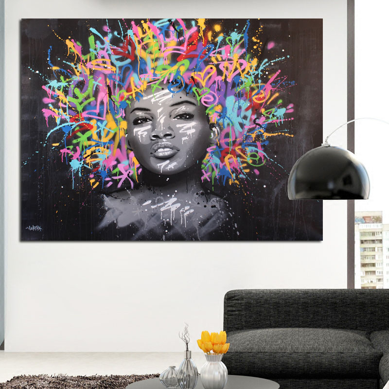 Graffiti Art Poster Print Canvas Painting For Living Room Wall Art Beautiful Girl Decoration Paintings No Frame