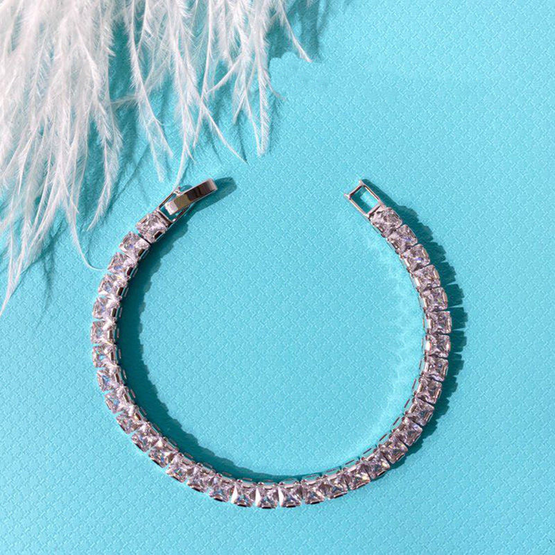 Square Diamond Bracelet Tennis Two Colors Spring Summer 2021 Silver Gold No Box