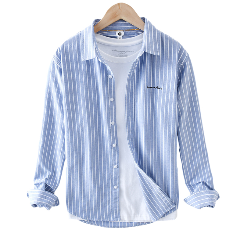 2021 New Long Sleeves for Japanese Man Fashions Striped Tops 100% Cotton Turn-down Vintage Collar Men's Clothes P11v, Blue.
2021 New Long Sleeves for Japanese Man Fashions Striped Tops 100% Cotton Turn-down Vintage Collar Men's Clothes P11v, Blue.