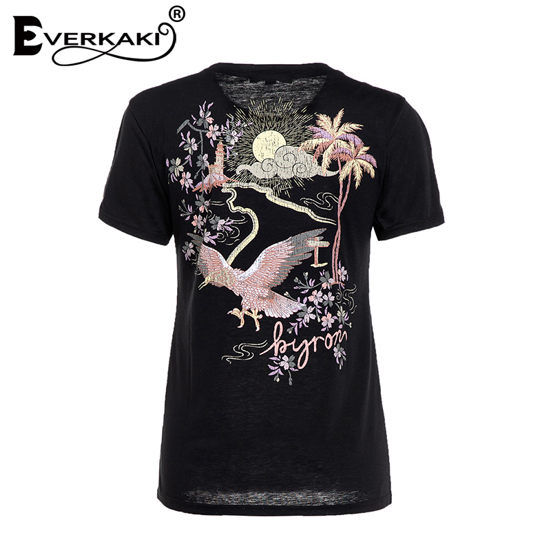 Everkaki Vintage T shirt Women Motorcycle Pattern Retro T Shirt Tees&Tops Short Sleeve Boho Print Tee Shirt Summer T200110