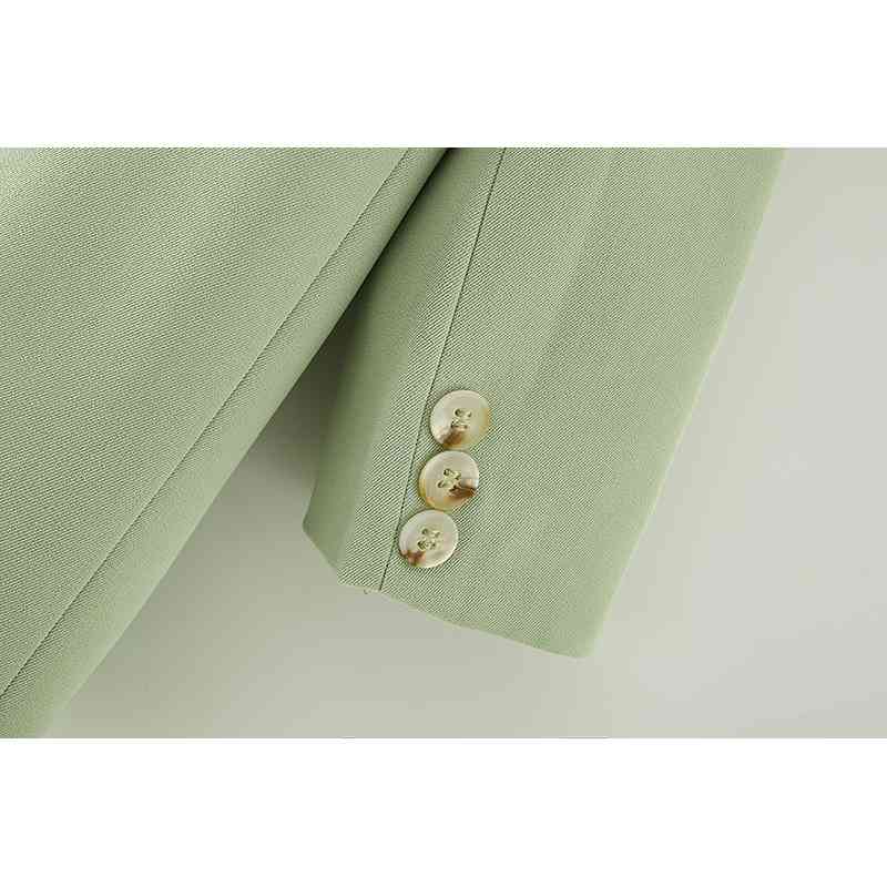 women elegant green long blazer jackets fashion ladies notched collar jacket suits vintage female chic suit girls 210527