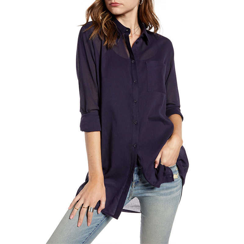 Women Clothes Design Office Chiffon Blouse Turn-down Collar Long Sleeve Solid Color Pocket Shirt Womens Tops And Blouses 210608, White
Women Clothes Design Office Chiffon Blouse Turn-down Collar Long Sleeve Solid Color Pocket Shirt Womens Tops And Blouses 210608, White