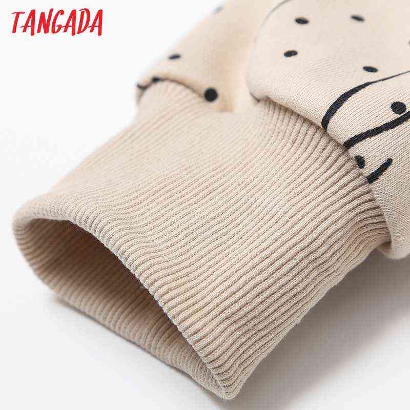 Tangada Women Charater Print Gray Sweatshirts Oversize Long Sleeve O Neck Loose Pullovers Female Tops 4H1 211108