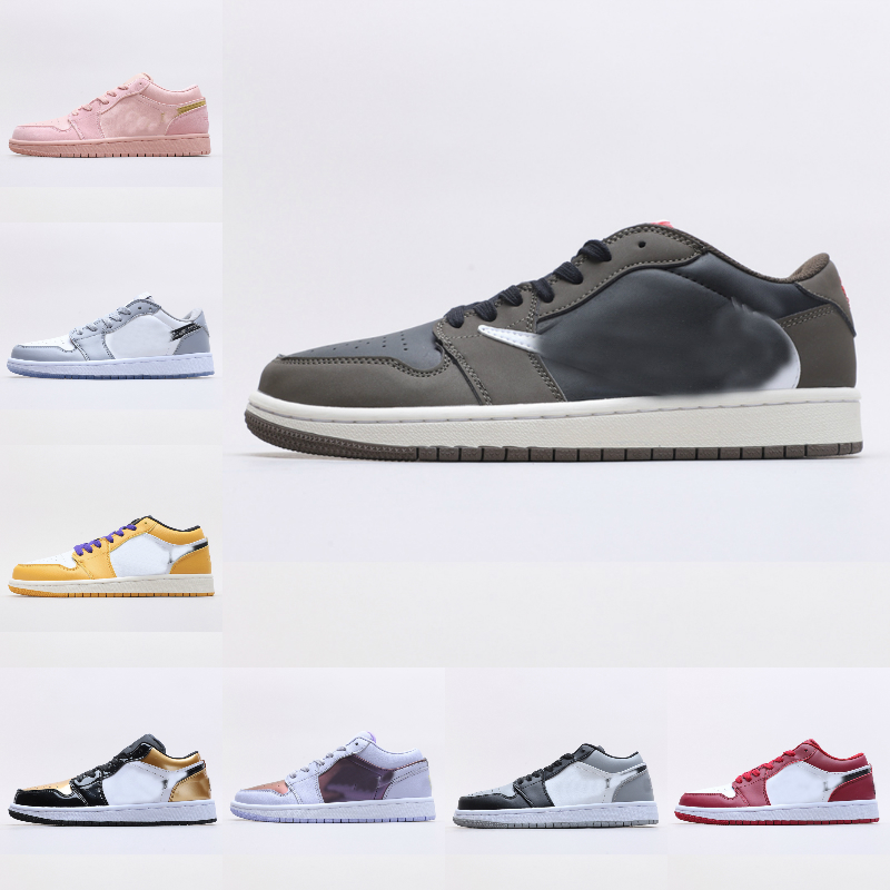 2021 Low 1 1s UNC Light Smoke Grey basketball Shoes Shadow Slip Chicago Bred Toe Travis Scotts Fearless Obsidian Mid Sneakers, A-low18