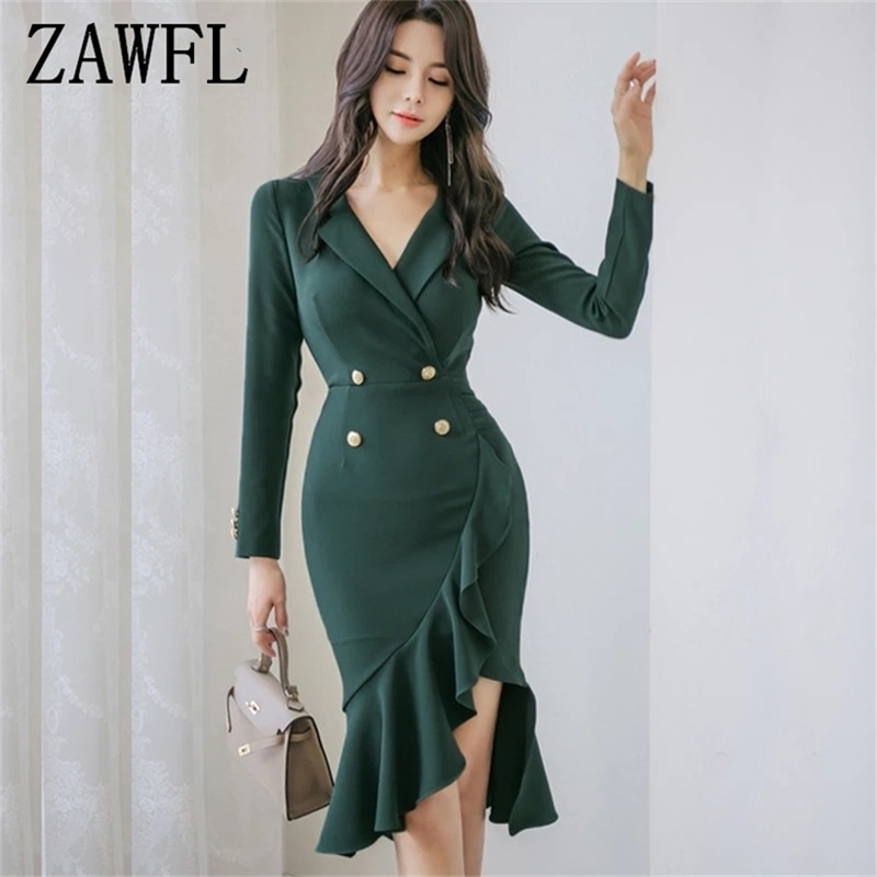 Spring Vintage Double-breasted Ruffles Pencil Dress Women OL Notched Collar Irregular Female Bodycon Vestidos 210603, Picture color
Spring Vintage Double-breasted Ruffles Pencil Dress Women OL Notched Collar Irregular Female Bodycon Vestidos 210603, Picture color