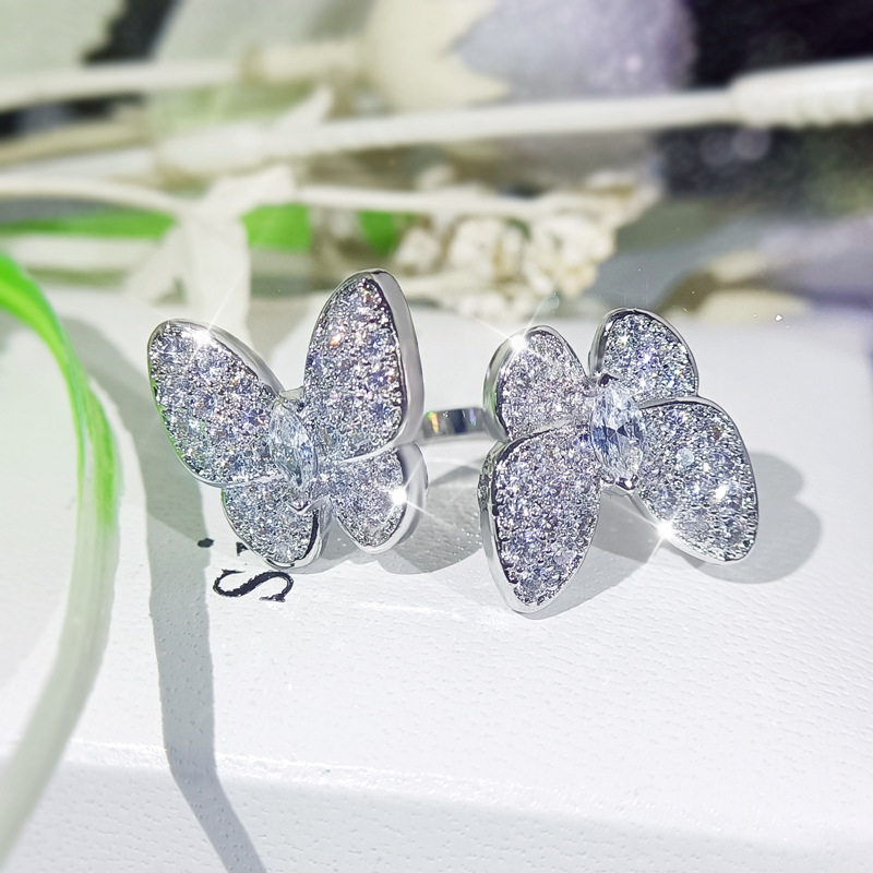Charming Women Jewelry Set High Quality White Gold Plated CZ Butterfly Earrings Ring Necklace Set for Girls Women Nice Gift