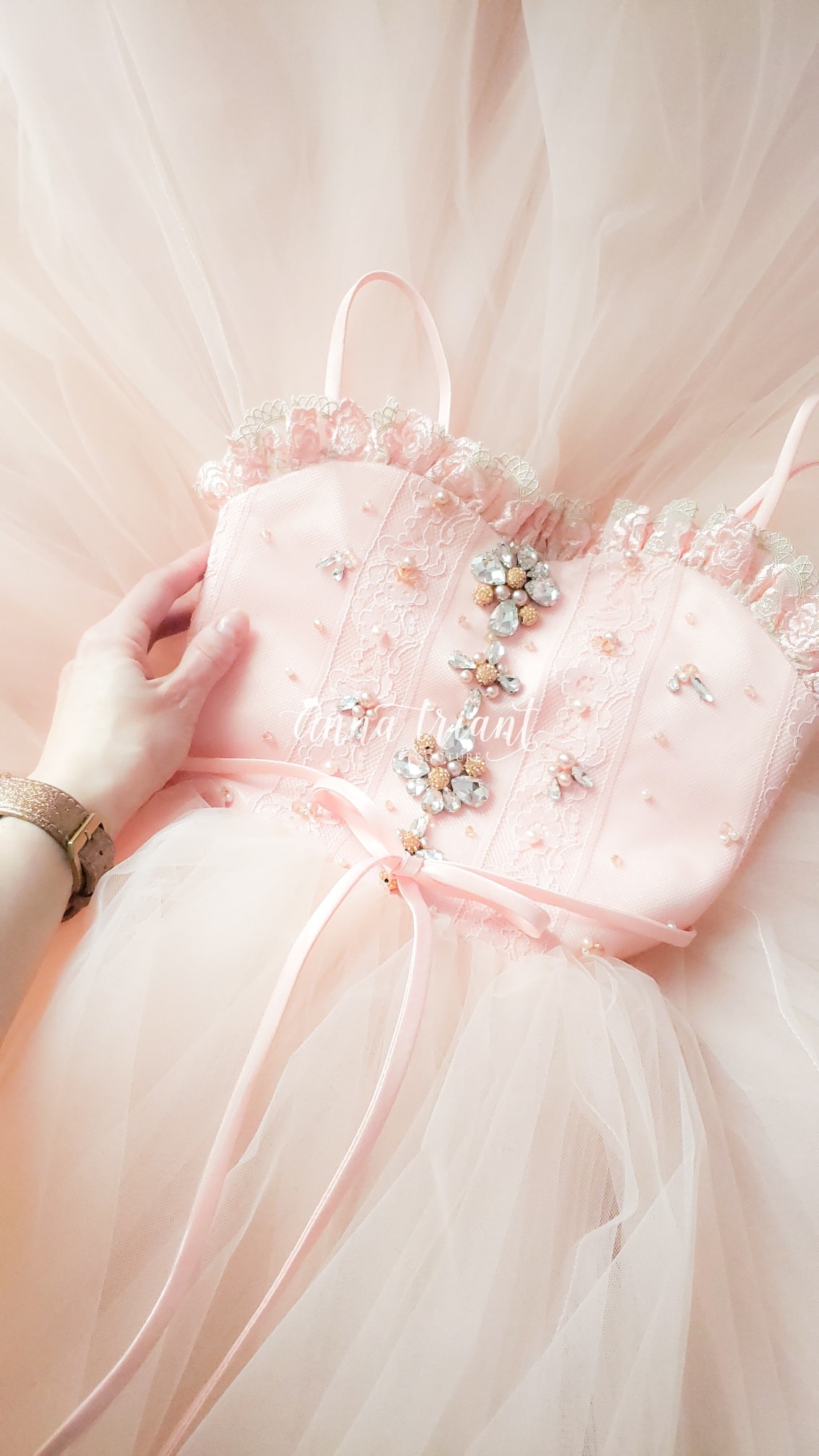Blush Pink Ruffles Flower Girl Dresses For Wedding Beaded Crystal Lace Baby Wedding Guest Dress Birthday Gowns