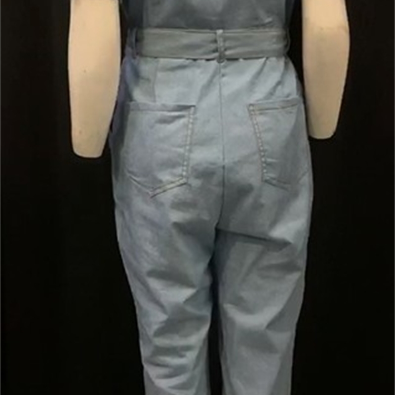 African Fashion Casual Plus Size 3XL Denim jumpsuit Women Full Length Plain LaceUp Straight High Waist Jumpsuit Button Pocket T200509