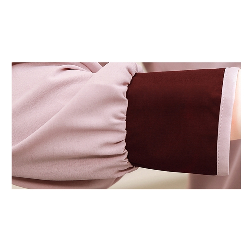 Bow Collar Chiffon Shirts Spring New Women's Tops Long Sleeve Camisas Mujer Korean Fashion Clothing Chiffon Blouse 628H60 210225