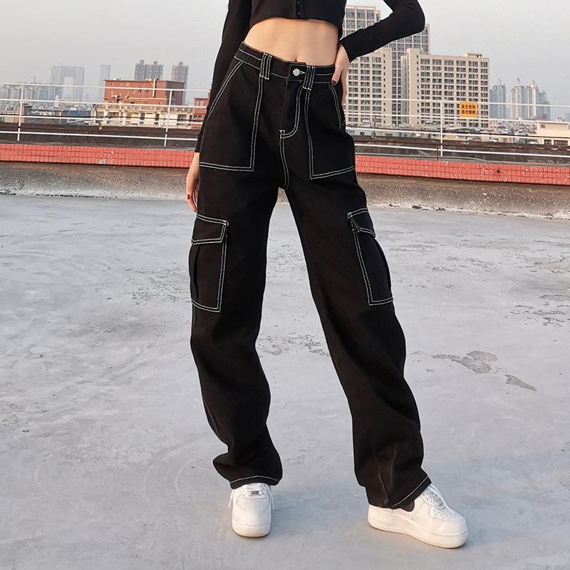 Women' Jeans Women Fall 2021 Fashion High Quality Loose Cargo Pants Trousers Black Baggy Waist Overalls Korean Denim
Women' Jeans Women Fall 2021 Fashion High Quality Loose Cargo Pants Trousers Black Baggy Waist Overalls Korean Denim