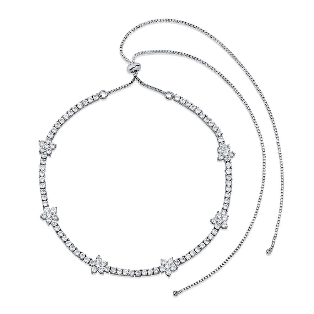 New Fashion Charm 5MM Tennis Chain Flower Choker Chain Necklace Kength Adjustable Iced Out Cubic Zirconia Bling Hip Hop Chains Charm Jewelry Gift for 