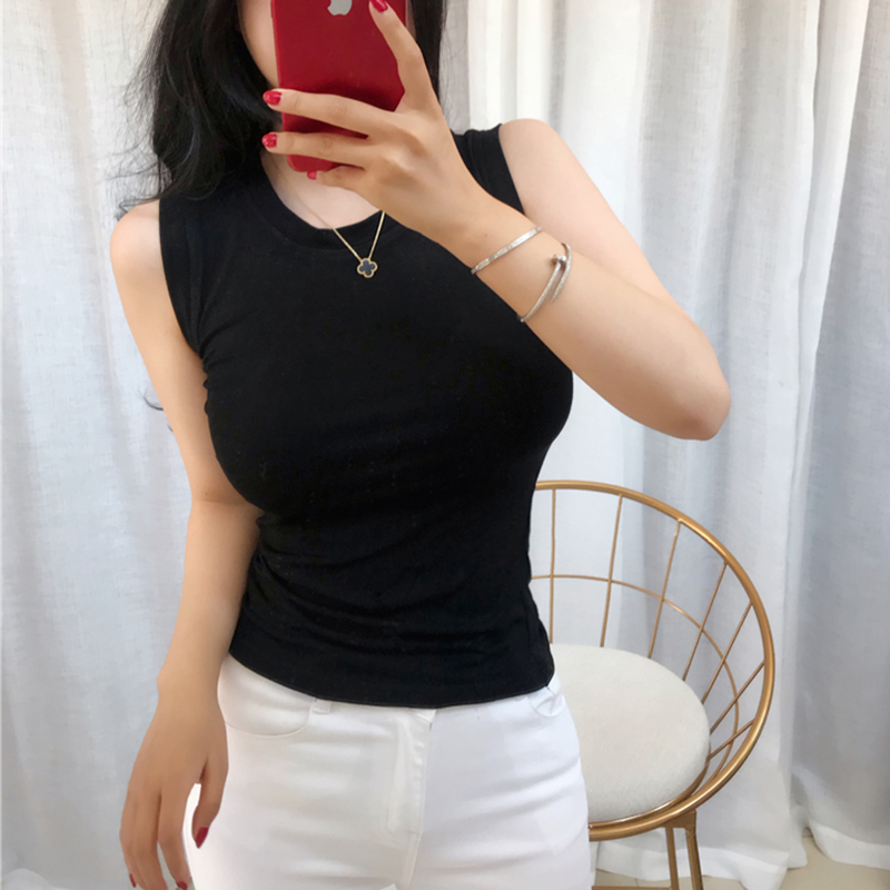Shintimes Sleeveless High Elasticity Sexy Slim Tank Top Women Korea Clothes Summer Womens Crop Top Casual Shirt Haut Femme 210308