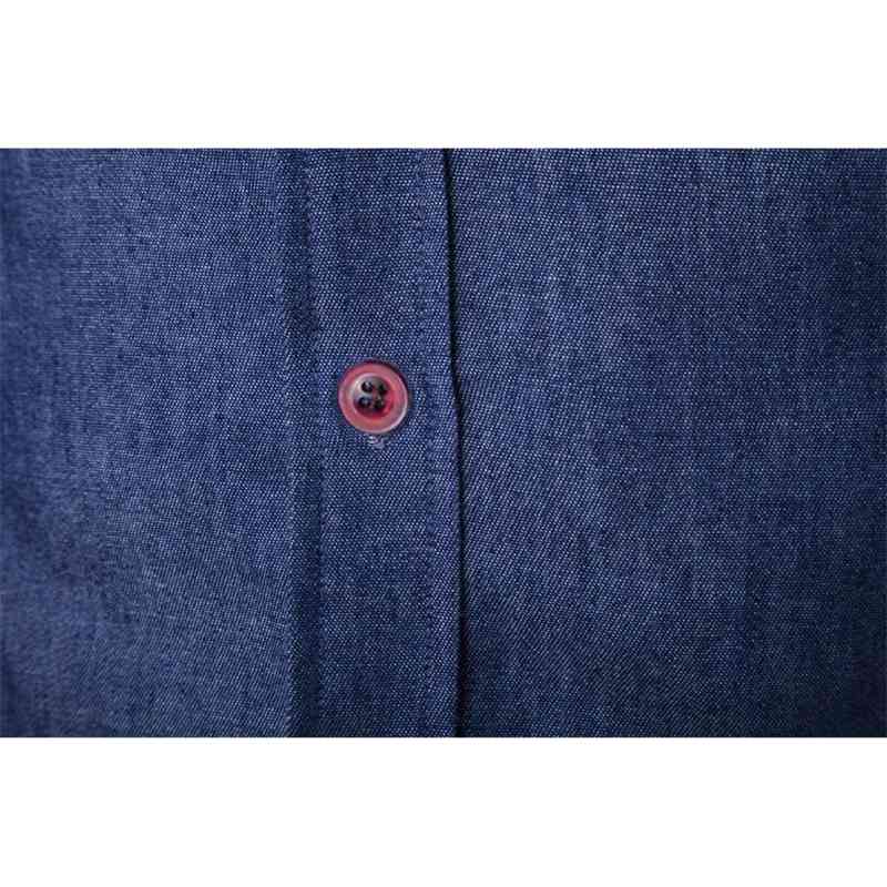 Men's long-sleeved solid denim shirt fashion Business Spring and Autumn Tops 210721