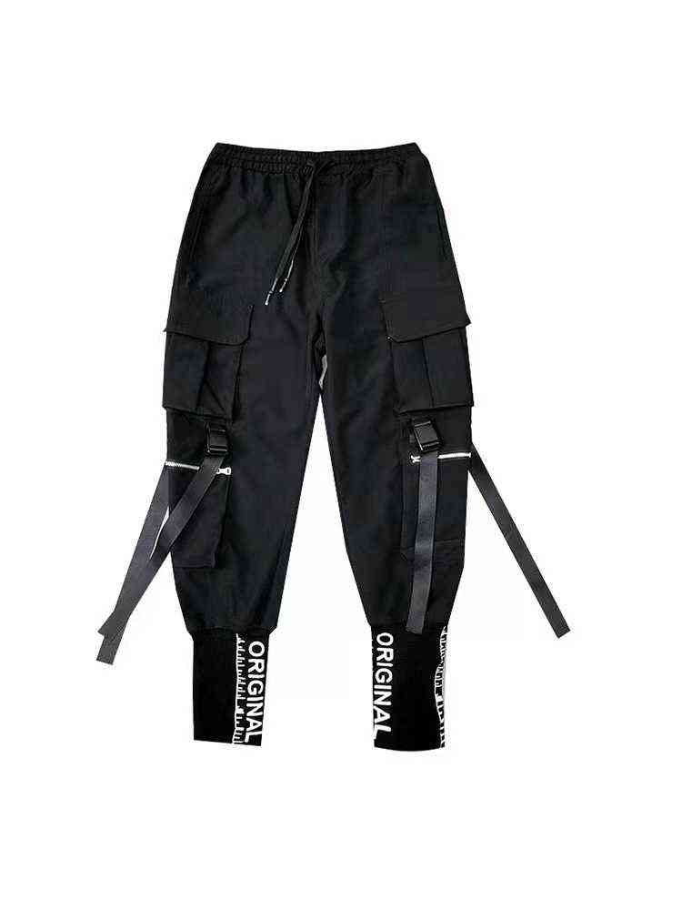Japanese Fashion Sweatpants Streetwear Cargo Pants for Men Ribbon Pockets Joggers Techwear Men's Trousers Hip Hop 211112