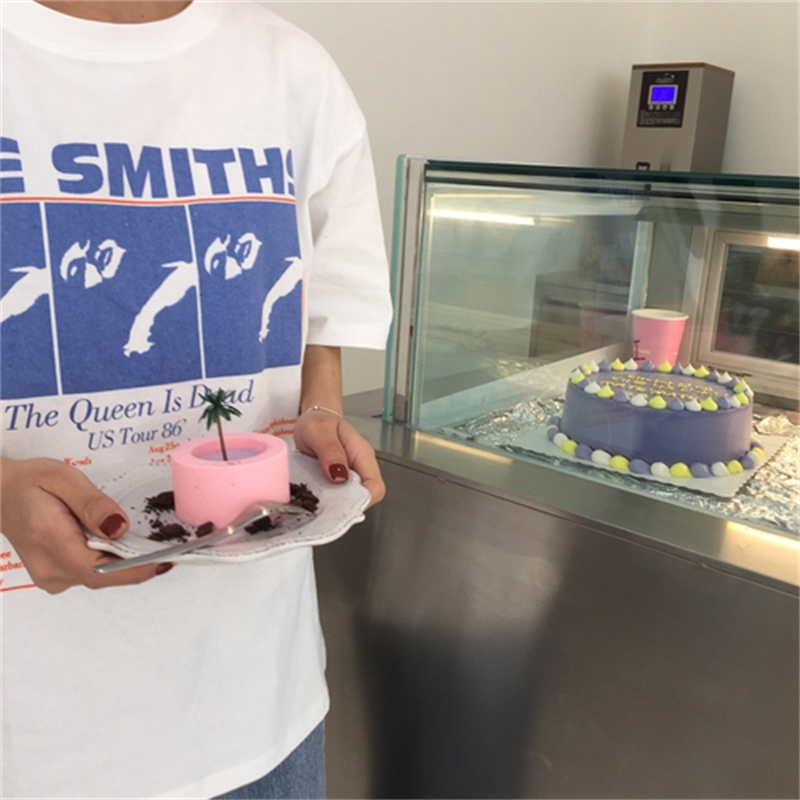 Vintage Letter Printed Causal White Cotton All Match Loose New Fashion Basic Short Sleeve Female T-shirts 210306